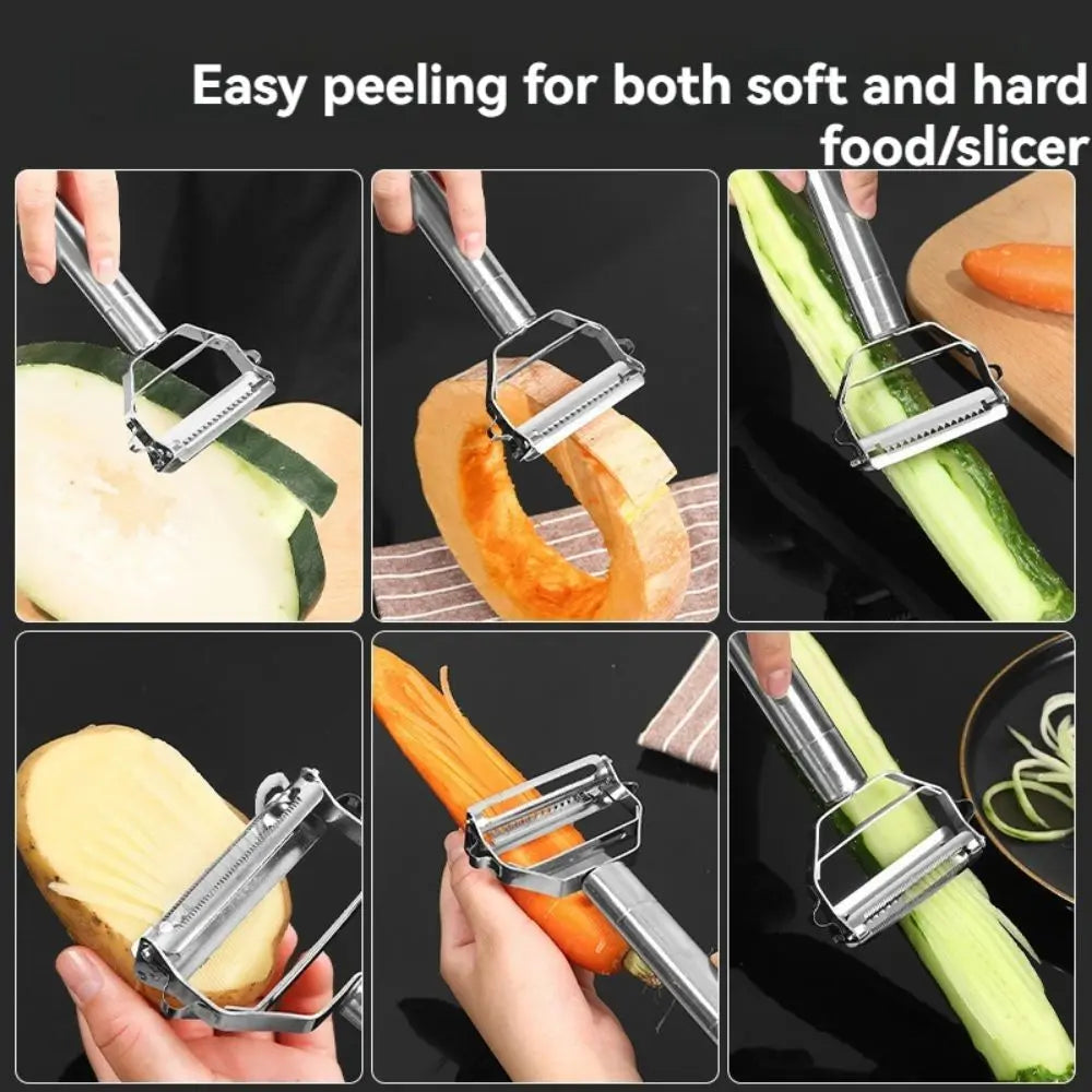 Stainless Steel Double Head Grater Multifunctional 2-In-1 Household Kitchen Melon Grater Fruit Potato Peeling Knife