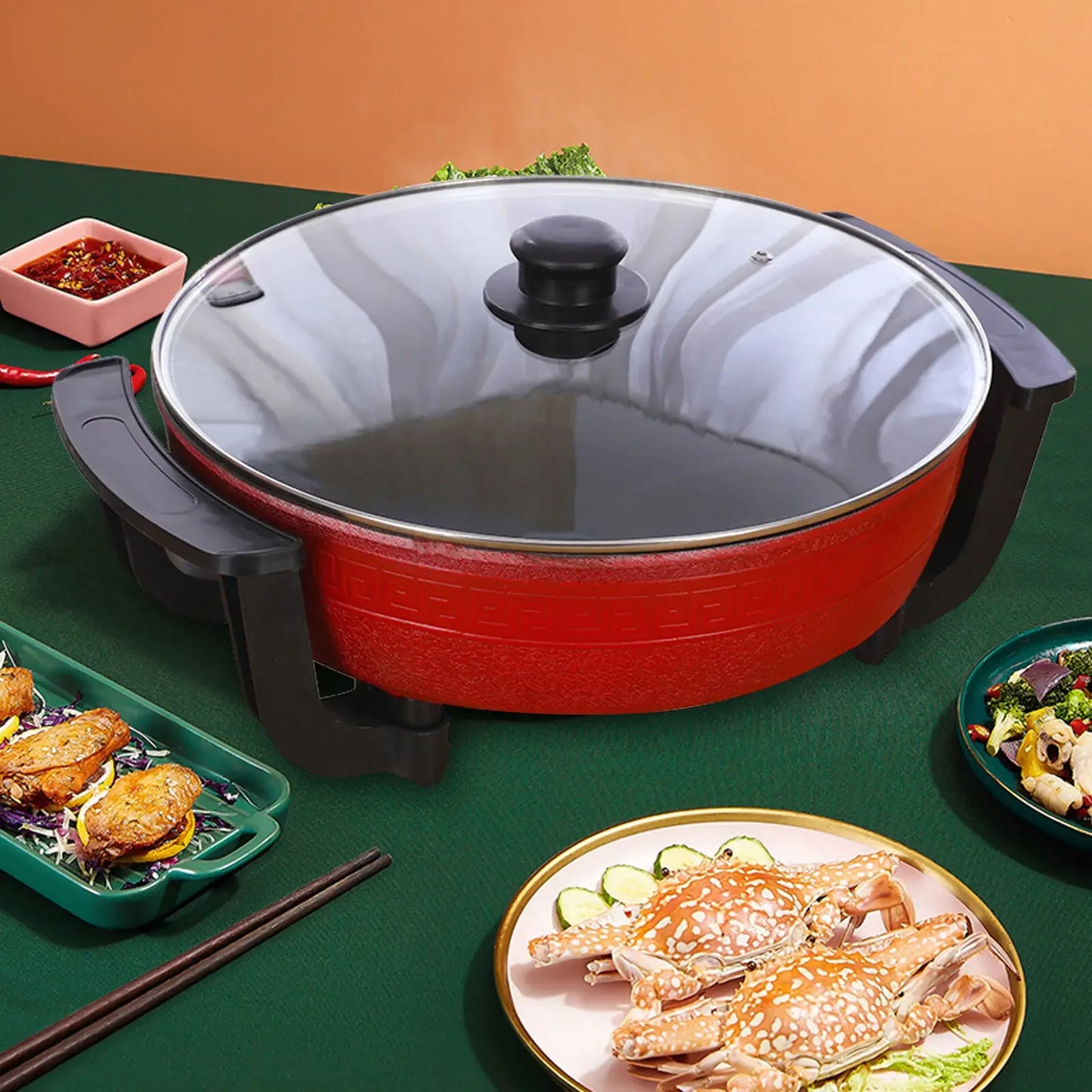 1360W Hot Pot, Kitchen Electric Non Stick W/ Lid Cooking Pot, Yuanyang Hot 2-Flavour Pot Cooking Utensils