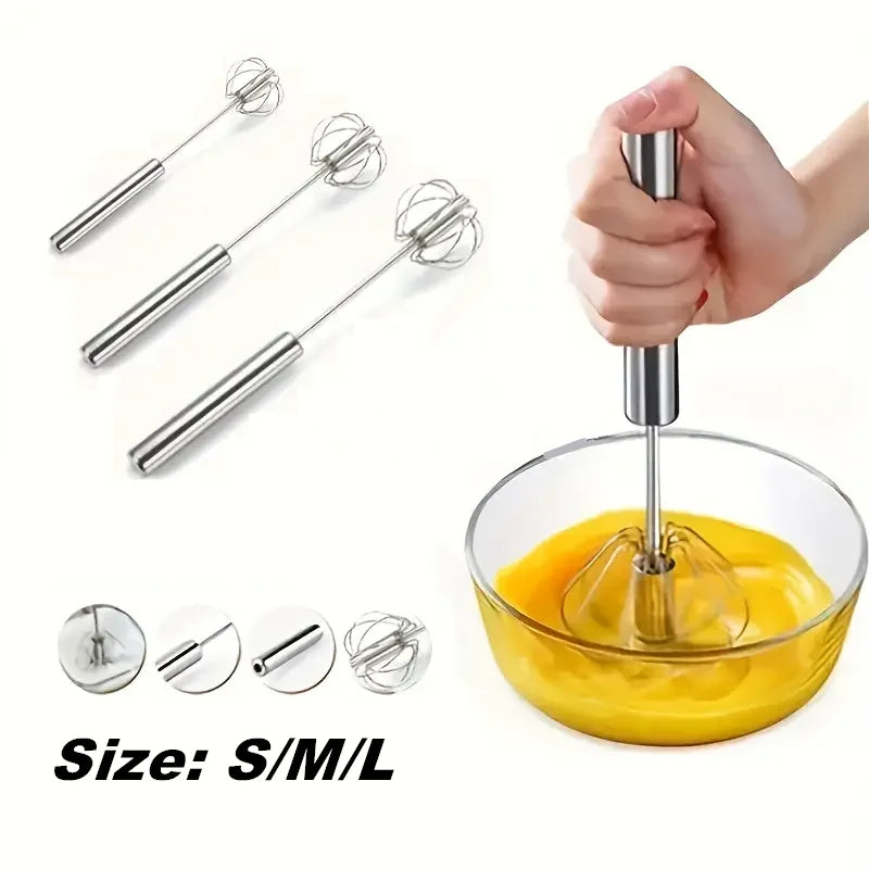 Stainless Steel Egg Push Whisk Manual Hand Mixer