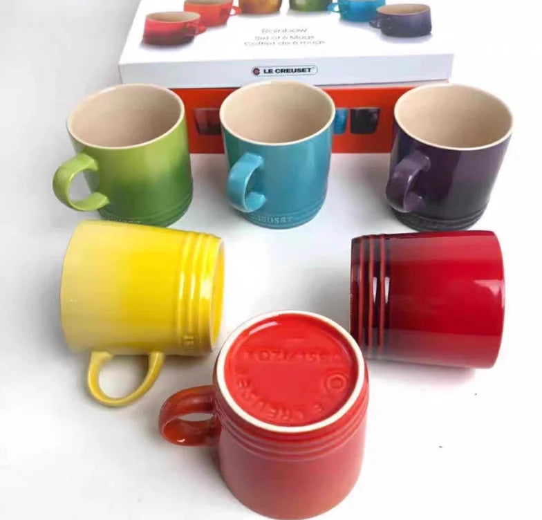 Popular Nordic Style Color Gradient Mugs Creative Macaron Mug Gradient Color Cool Color Rainbow Cup Ceramic Cups with Hand Gift