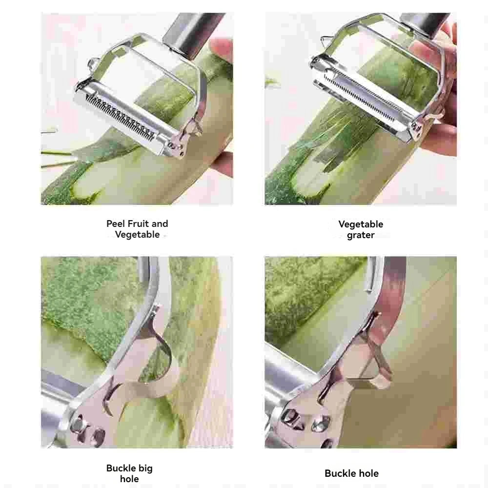 Stainless Steel Double Head Grater Multifunctional 2-In-1 Household Kitchen Melon Grater Fruit Potato Peeling Knife