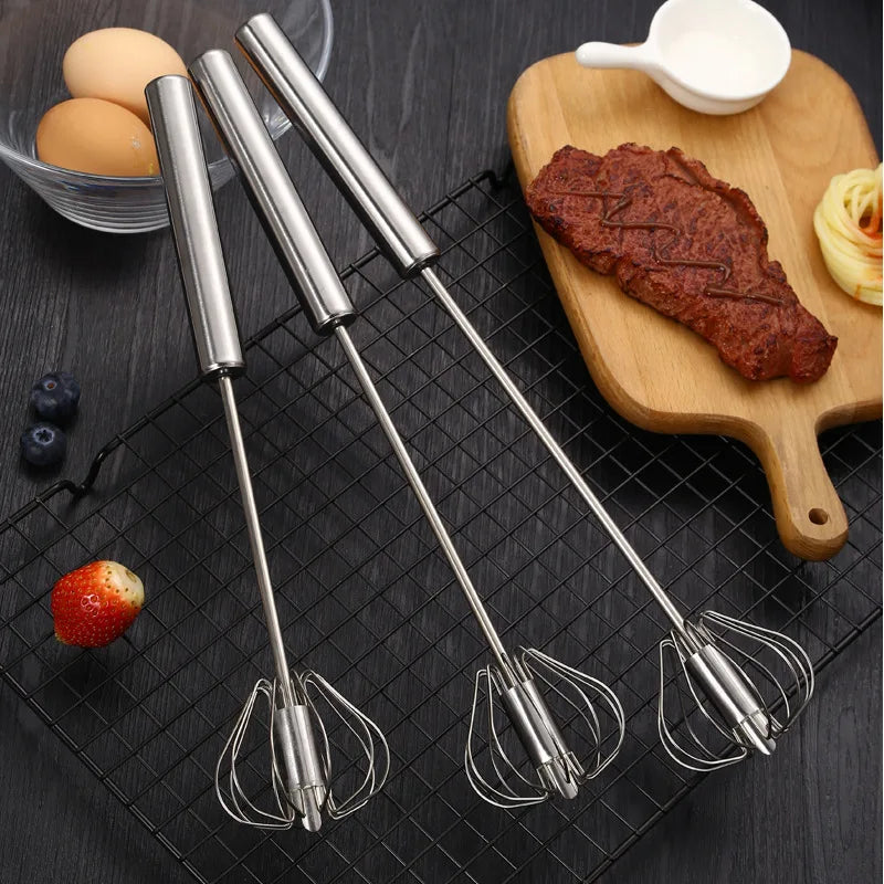 Stainless Steel Egg Push Whisk Manual Hand Mixer